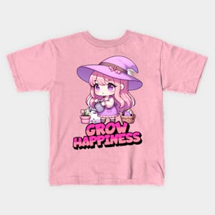 Grow Happiness Cute Witch Gardener Kids T-Shirt